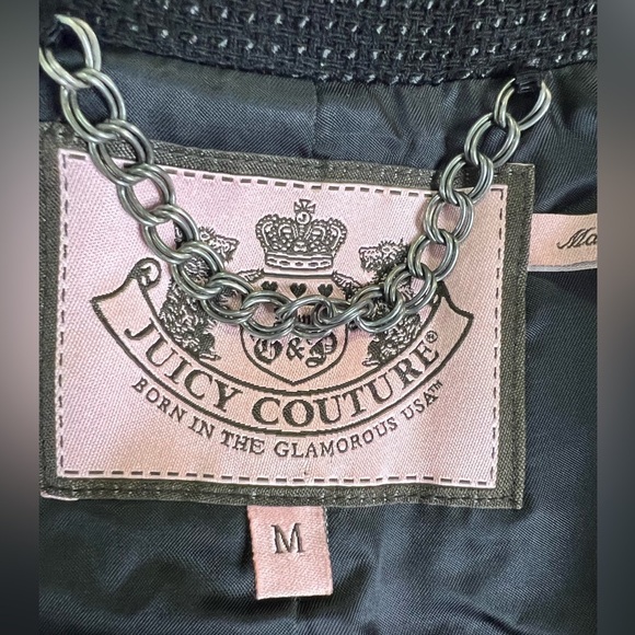 Juicy Couture black wool blend military style knee length winter pea coat med EC - Picture 10 of 10